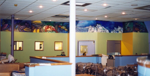 full mural at Carabel's Restaurant, Charlotte, NC 1998